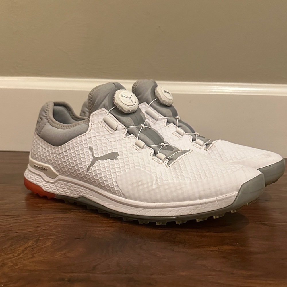 Puma White and Gray Sneakers with Orange Accents